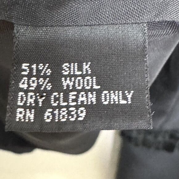 Teri Jon Blazer Womens 12 Black Silk Wool Blend Button Up Bow Trim Suit Jacket - Picture 6 of 7